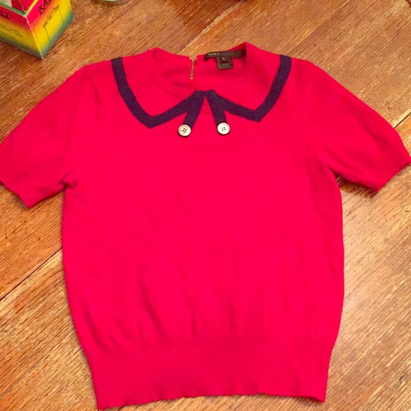 Marc Jacobs Red Wool Short Sleeve Sweater. Sz. L. - Picture 1 of 3